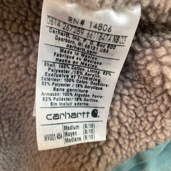 Rare BEAUTIFUL Duck Canvas CARHARTT Sherpa lined SEAGLASS Vest M - Picture 3 of 5